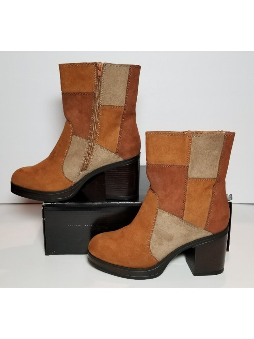 MIA WOMEN'S SIZE 7.5 TANNERN BOOTS TANMULTI NOVA SUEDE NEW/ BOX ZIP SIDE GG899N